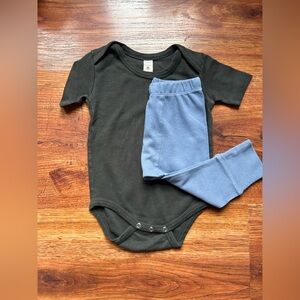 Kate Quinn Black Onesie + Blue Pants